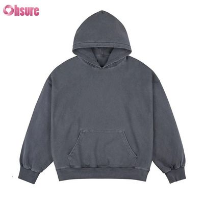 Vendita calda 100% cotone lavato con acido di cotone personalizzato di grandi dimensioni logo privato box fit cappuccio per uomini