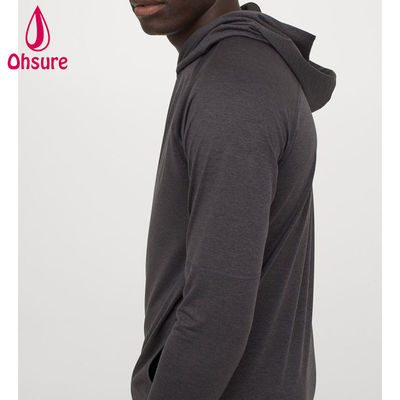 Felpa con cappuccio da yoga da uomo più venduta, ad asciugatura rapida, con fodera in rete, cappuccio avvolgente, vestibilità regolare per allenamento in palestra, logo personalizzato, motivo a tinta unita, autunno