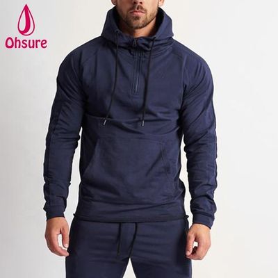 Felpa con cappuccio da uomo sportiva del produttore, calda per l'inverno, per fitness, corsa, con cerniera e design stampato