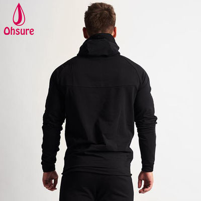 Felpa con cappuccio da uomo sportiva del produttore, calda per l'inverno, per fitness, corsa, con cerniera e design stampato