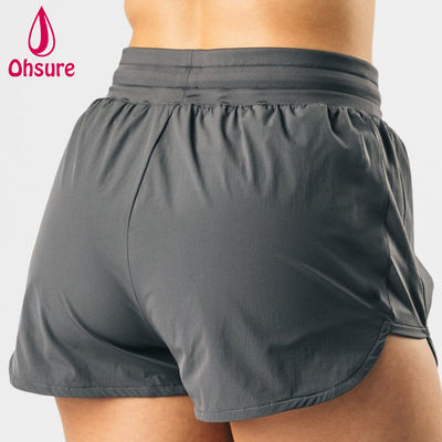 Pantaloncini sportivi atletici a vita alta con design a taglio alto OEM di alta qualità da donna Fitness Palestra Corsa Yoga Pantaloncini Bottoms Casual Tessuto