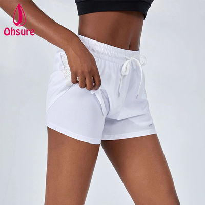 Calzoncini da ginnastica di alta qualità per donne 2 in 1 con maglia velocemente asciutta abbigliamento sportivo loose fit pantaloni da yoga pantaloncini da corsa personalizzati