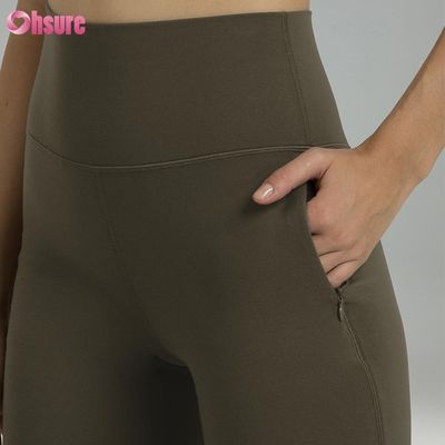 80% nylon 20% spandex blend 220 grammi calzoncini da ginnastica da ginnastica nudi e morbidi cintura elastica workout leggings a fiocco per donne