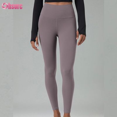 Pantaloni da ginnastica in tessuto ecologico di miscela di spandex di nylon riciclato Leggings da allenamento per donne