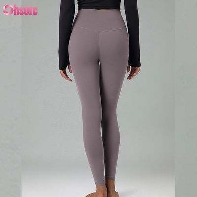 Pantaloni da ginnastica in tessuto ecologico di miscela di spandex di nylon riciclato Leggings da allenamento per donne