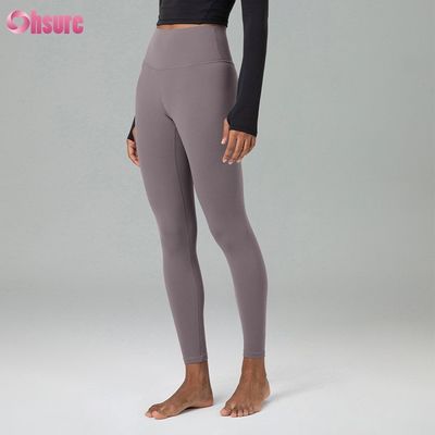 Pantaloni da ginnastica in tessuto ecologico di miscela di spandex di nylon riciclato Leggings da allenamento per donne