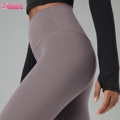Pantaloni da ginnastica in tessuto ecologico di miscela di spandex di nylon riciclato Leggings da allenamento per donne