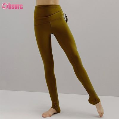 Pantaloni da ginnastica riciclati in nylon spandex blend Pantaloni da ginnastica regolabili Leggings da allenamento a corda per donne Full 1 Piece High Yoga Wear Full Length