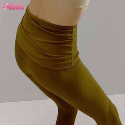 Pantaloni da ginnastica riciclati in nylon spandex blend Pantaloni da ginnastica regolabili Leggings da allenamento a corda per donne Full 1 Piece High Yoga Wear Full Length