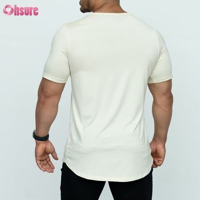 T-shirt a schiena curva bianca Custom 95%Bamboo 5%Spandex Custom Printed Men T-shirts