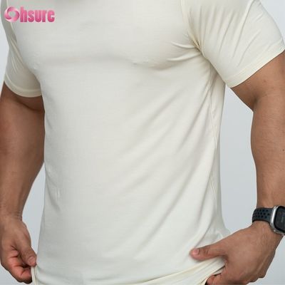 T-shirt a schiena curva bianca Custom 95%Bamboo 5%Spandex Custom Printed Men T-shirts