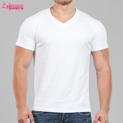 T-shirt in bambù da uomo, tessuto delicato, maglietta da boxe, scollo a V, stampa casual, motivo stampato, supporto muscolare a maglia
