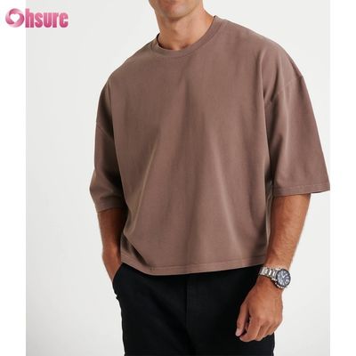 T-shirt girocollo oversize all'ingrosso in cotone da uomo, stile box cropped leggero per uomo