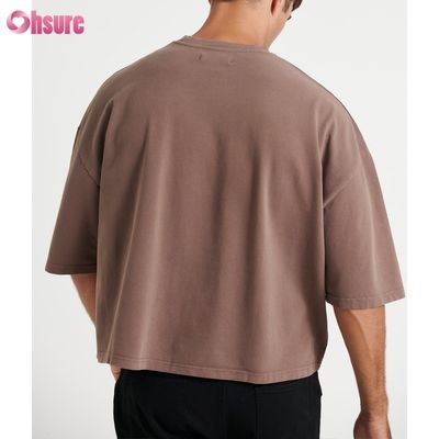 T-shirt girocollo oversize all'ingrosso in cotone da uomo, stile box cropped leggero per uomo