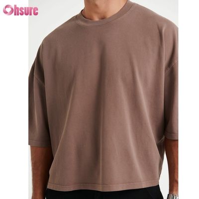 T-shirt girocollo oversize all'ingrosso in cotone da uomo, stile box cropped leggero per uomo