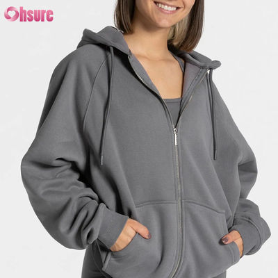 Felpa con cappuccio oversize con zip di alta qualità da donna con logo personalizzato a tinta unita, design unico, felpe con cappuccio in pile per l'inverno