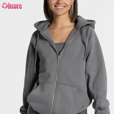 Felpa con cappuccio oversize con zip di alta qualità da donna con logo personalizzato a tinta unita, design unico, felpe con cappuccio in pile per l'inverno