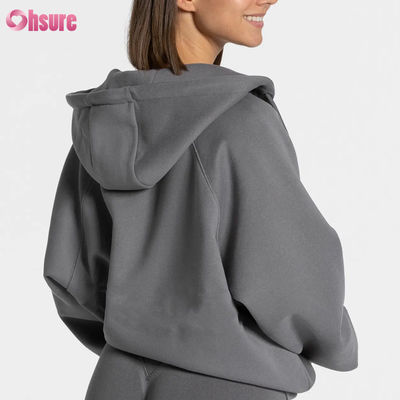 Felpa con cappuccio oversize con zip di alta qualità da donna con logo personalizzato a tinta unita, design unico, felpe con cappuccio in pile per l'inverno