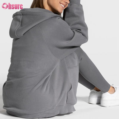 Felpa con cappuccio oversize con zip di alta qualità da donna con logo personalizzato a tinta unita, design unico, felpe con cappuccio in pile per l'inverno