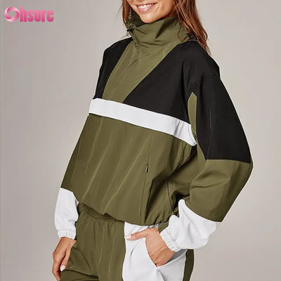 Giacca antipioggia sportiva multicolore da donna di alta qualità, stile vintage, antivento, con cappuccio, in tessuto a maglia per ciclismo, corsa, attività all'aperto