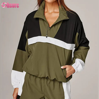 Giacca antipioggia sportiva multicolore da donna di alta qualità, stile vintage, antivento, con cappuccio, in tessuto a maglia per ciclismo, corsa, attività all'aperto