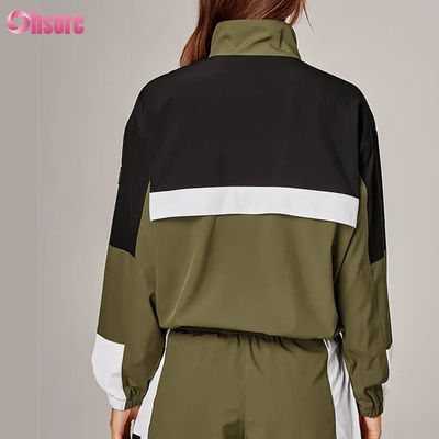 Giacca antipioggia sportiva multicolore da donna di alta qualità, stile vintage, antivento, con cappuccio, in tessuto a maglia per ciclismo, corsa, attività all'aperto