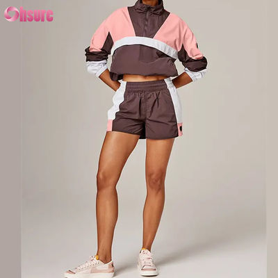 Giacca antipioggia sportiva multicolore da donna di alta qualità, stile vintage, antivento, con cappuccio, in tessuto a maglia per ciclismo, corsa, attività all'aperto