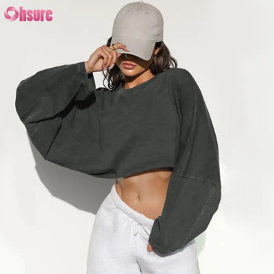 2025 Nuova Moda Leggera Felpe con Cappuccio Oversize da Donna Girocollo e Pantaloni Jogger Crop Top