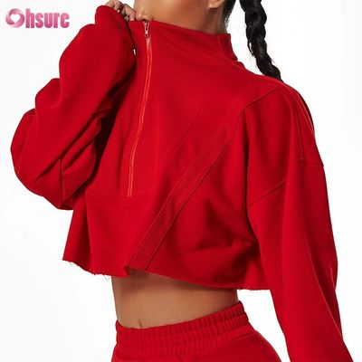 Logo personalizzato Felpa personalizzata tinta unita Donna Felpe con cappuccio Stampa Cotone pesante Casual Set corti Donna Due pezzi Inverno Lavorato a maglia
