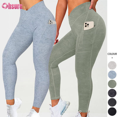 Personalizza palestra V Leggings a vita per donne allenamento sedere sollevamento pantaloni yoga sport fitness leggings yoga con tasca