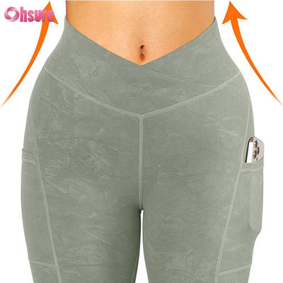 Personalizza palestra V Leggings a vita per donne allenamento sedere sollevamento pantaloni yoga sport fitness leggings yoga con tasca