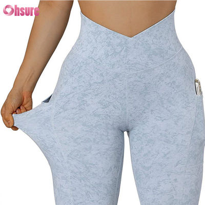 Personalizza palestra V Leggings a vita per donne allenamento sedere sollevamento pantaloni yoga sport fitness leggings yoga con tasca