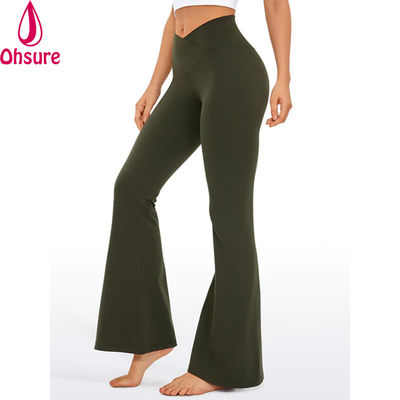 Leggings svasati da palestra alla moda per ragazze giovani, leggings aderenti, pantaloni svasati da yoga, leggings sportivi con vita a V incrociata per donna