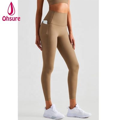 Pantaloni da corsa in mesh traspirante con tasca Leggings da yoga personalizzati per donna Collant da palestra a compressione
