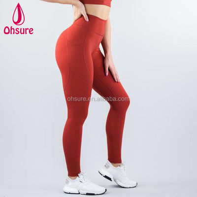 Pantaloni da corsa in mesh traspirante con tasca Leggings da yoga personalizzati per donna Collant da palestra a compressione