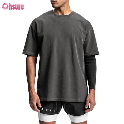 T-shirt di alta qualità in bianco di cotone vintage lavato OEM Gym Sport T-shirt maschile oversized