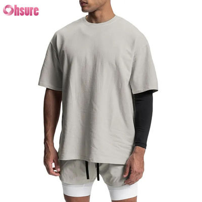 T-shirt di alta qualità in bianco di cotone vintage lavato OEM Gym Sport T-shirt maschile oversized