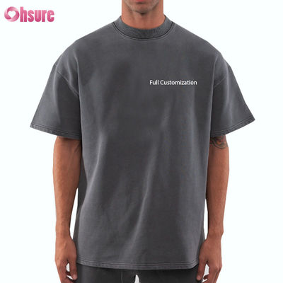 T-shirt Oversize con logo personalizzato, pesante, in cotone vintage lavato di alta qualità, vestibilità ampia, spalle scese