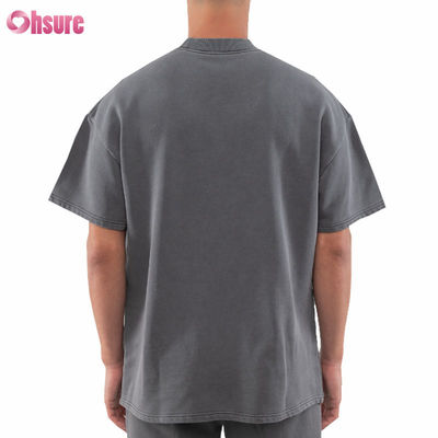 T-shirt Oversize con logo personalizzato, pesante, in cotone vintage lavato di alta qualità, vestibilità ampia, spalle scese