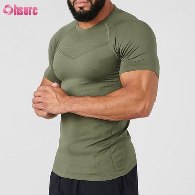 T-shirt di poliestere a manica corta leggero, asciugatura rapida, adatto per correre, fitness, compressione muscolare, fitness maschile