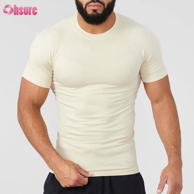 T-shirt di poliestere a manica corta leggero, asciugatura rapida, adatto per correre, fitness, compressione muscolare, fitness maschile
