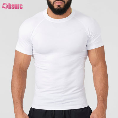 T-shirt di poliestere a manica corta leggero, asciugatura rapida, adatto per correre, fitness, compressione muscolare, fitness maschile