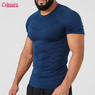 T-shirt di poliestere a manica corta leggero, asciugatura rapida, adatto per correre, fitness, compressione muscolare, fitness maschile