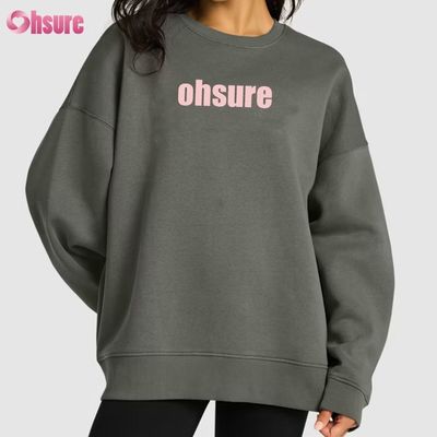 Felpa lunga personalizzata da donna, casual, ampia, con scollo rotondo e cappuccio, per sport invernali, in tessuto a maglia