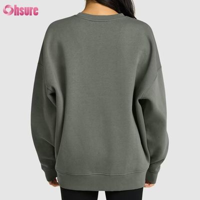 Felpa lunga personalizzata da donna, casual, ampia, con scollo rotondo e cappuccio, per sport invernali, in tessuto a maglia