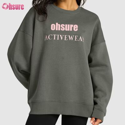 Felpa lunga personalizzata da donna, casual, ampia, con scollo rotondo e cappuccio, per sport invernali, in tessuto a maglia