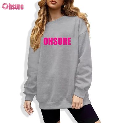 Felpa lunga personalizzata da donna, casual, ampia, con scollo rotondo e cappuccio, per sport invernali, in tessuto a maglia