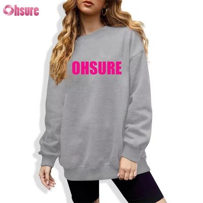 Felpa lunga personalizzata da donna, casual, ampia, con scollo rotondo e cappuccio, per sport invernali, in tessuto a maglia
