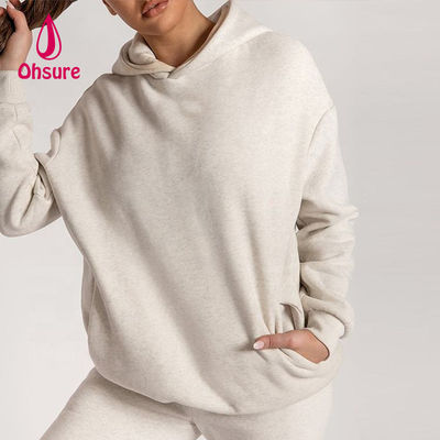 Felpe con cappuccio con logo personalizzato Ohsure da donna, ricamate, tinta unita, 100% cotone, felpe oversize da donna, essenziali, casual