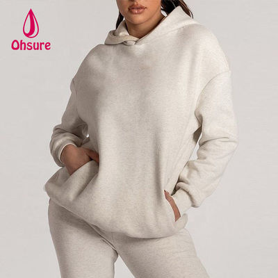Felpe con cappuccio con logo personalizzato Ohsure da donna, ricamate, tinta unita, 100% cotone, felpe oversize da donna, essenziali, casual